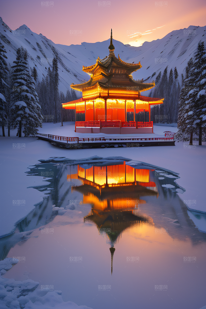 超广角全景尽览绚丽冰湖全貌