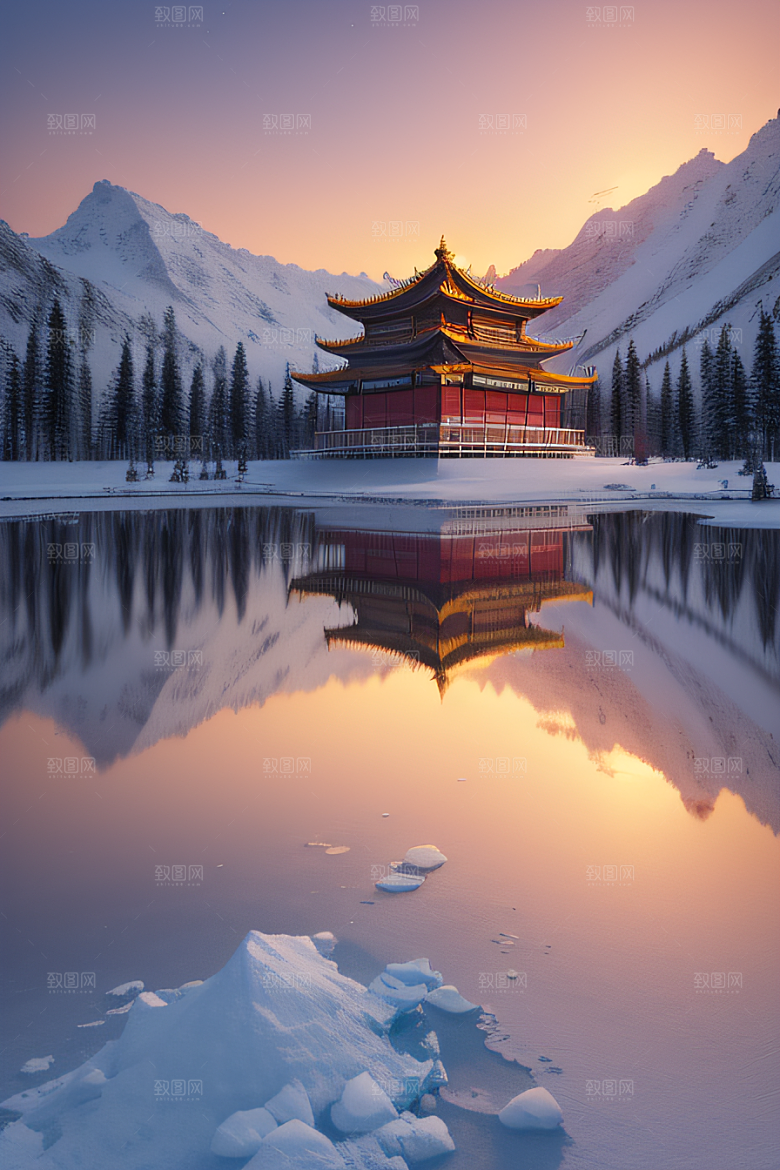 超广角全景尽览绚丽冰湖全貌