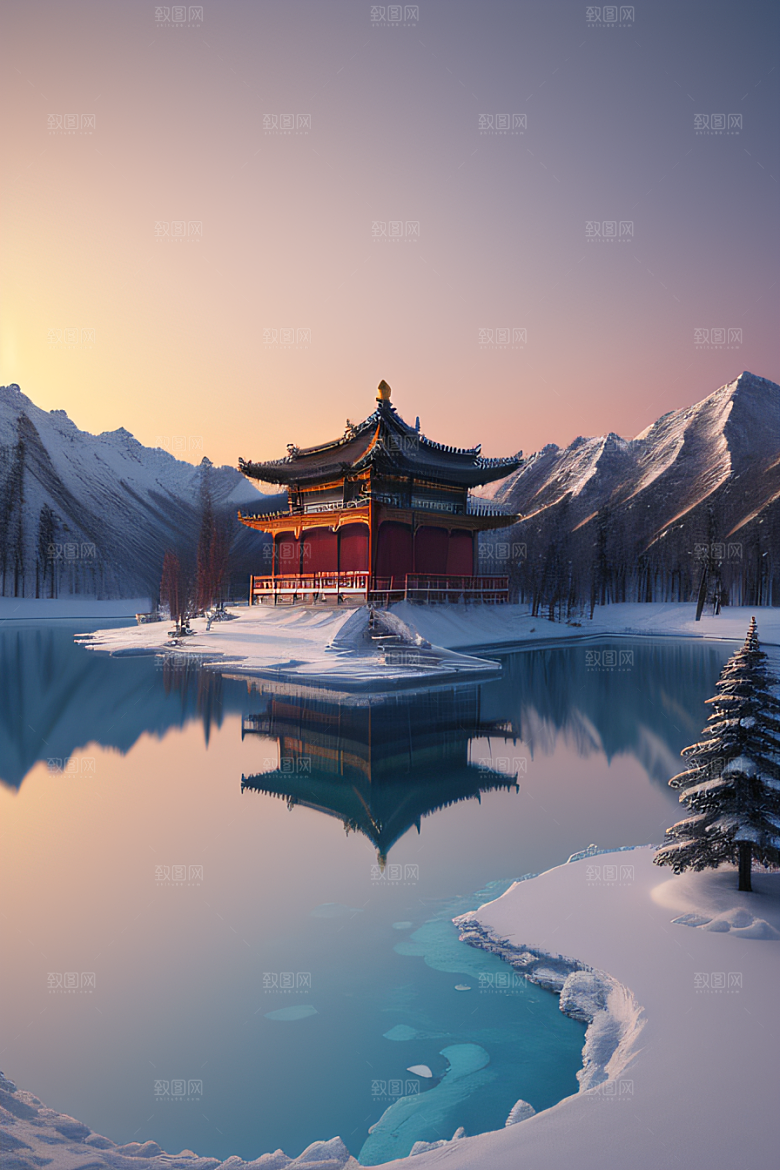 超广角全景尽览绚丽冰湖全貌