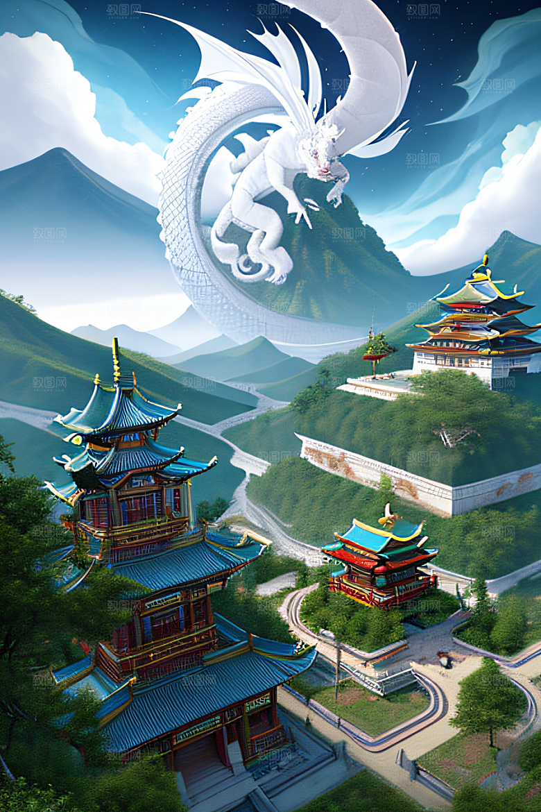 超现实的天宫神话传说中的梦幻之地