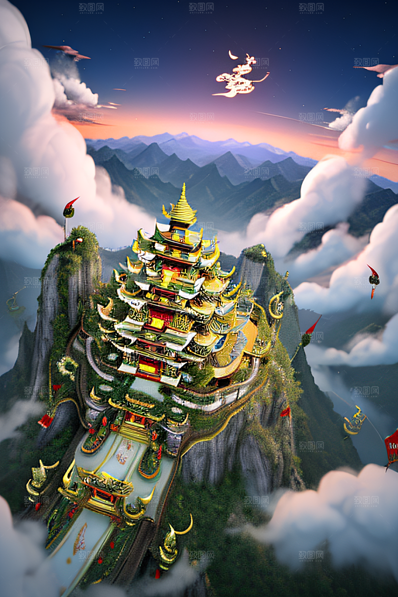 华丽的天宫神话传说中的梦幻之地