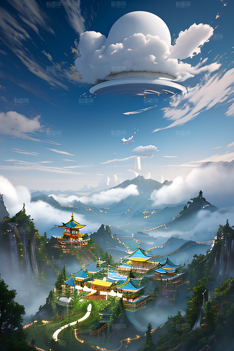 华丽的天宫神话传说中的梦幻之地