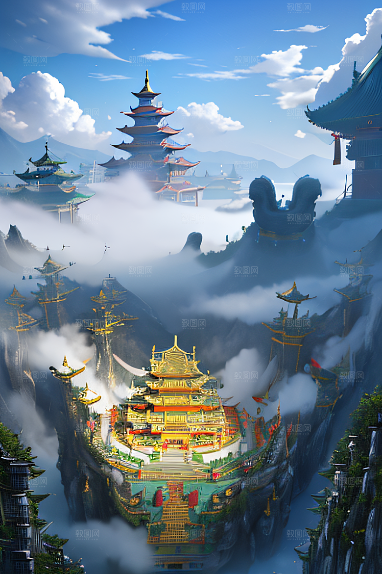 华丽的天宫神话传说中的梦幻之地