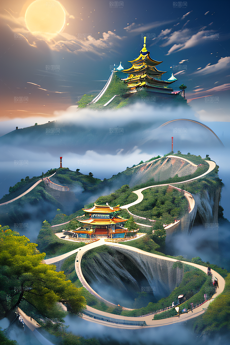 华丽的天宫神话传说中的梦幻之地