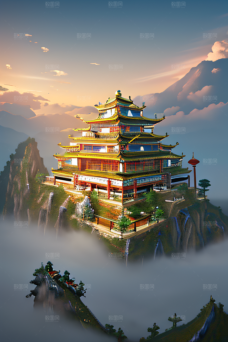 华丽的天宫神话传说中的梦幻之地