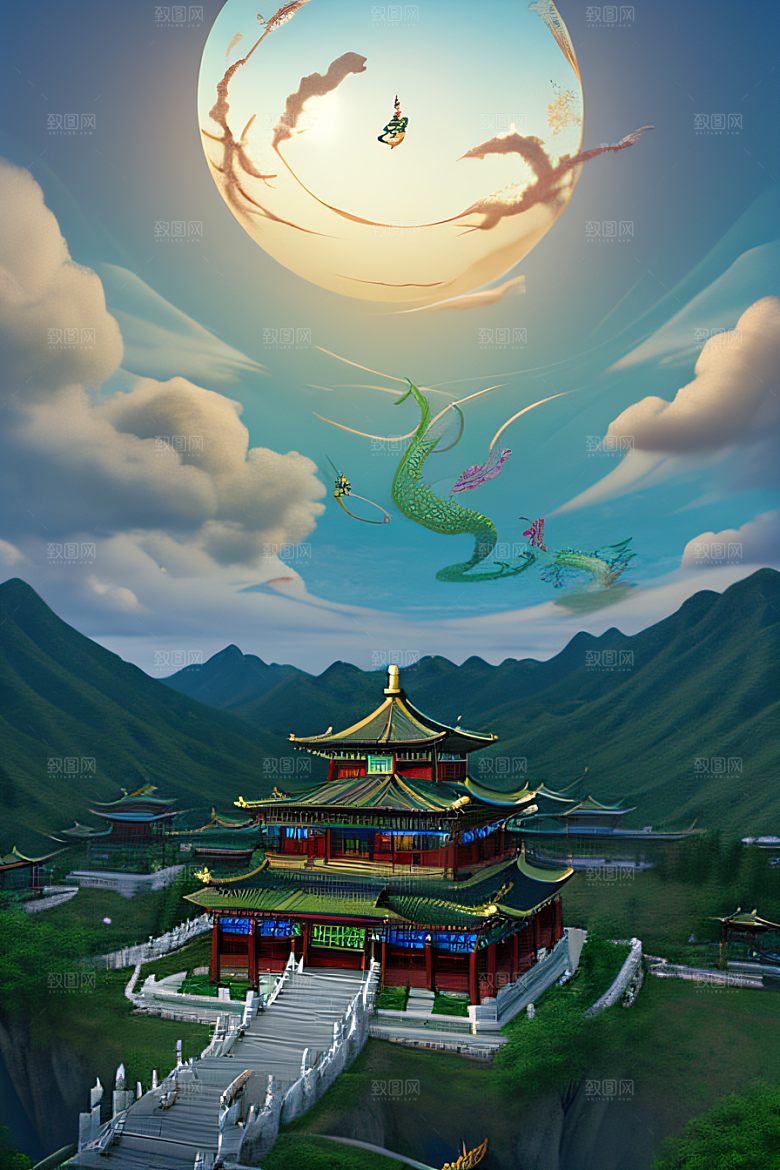 华丽的天宫神话传说中的梦幻之地