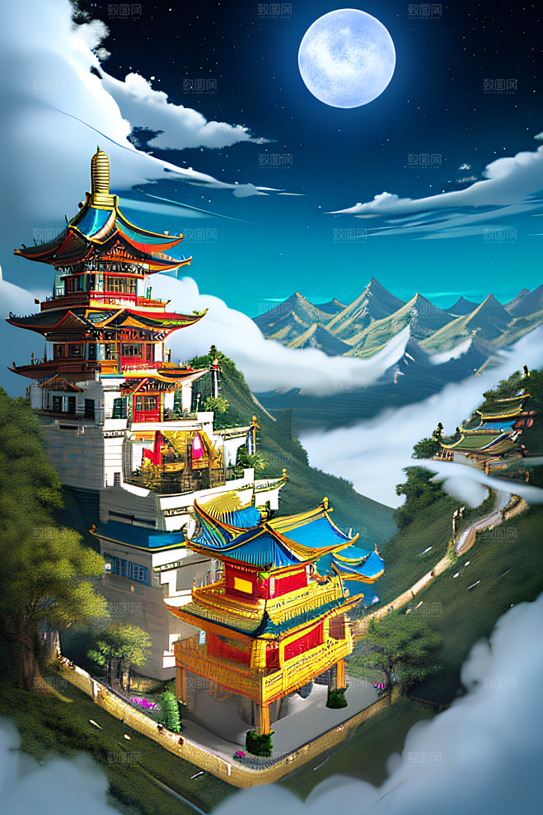 华丽的天宫神话传说中的梦幻之地