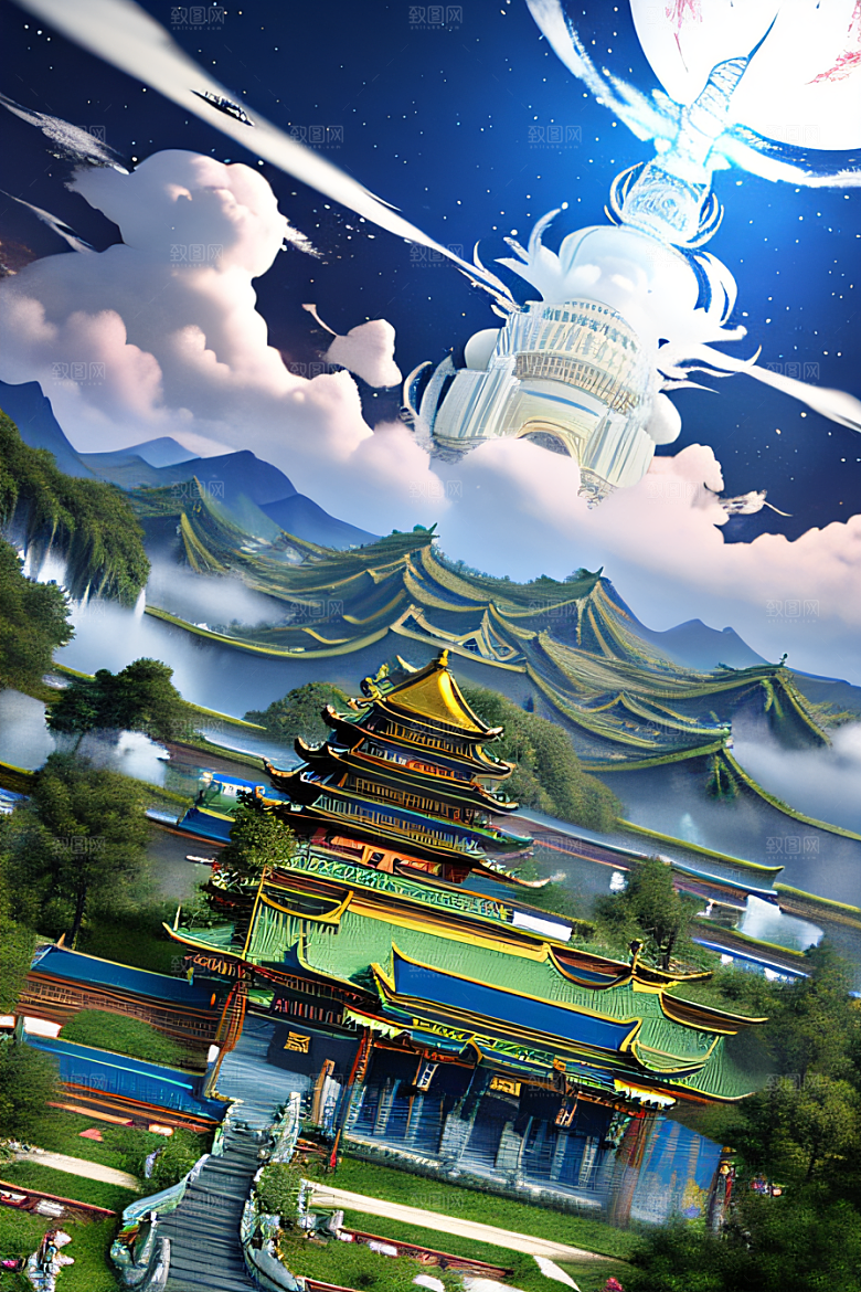 华丽的天宫神话传说中的梦幻之地