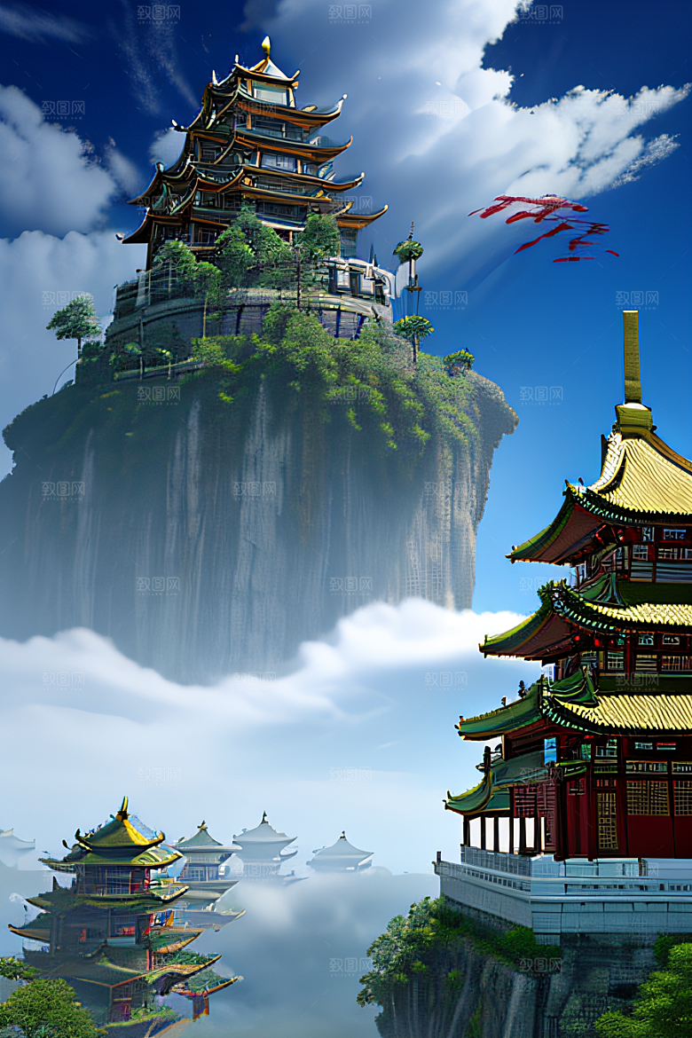 华丽的天宫神话传说中的梦幻之地