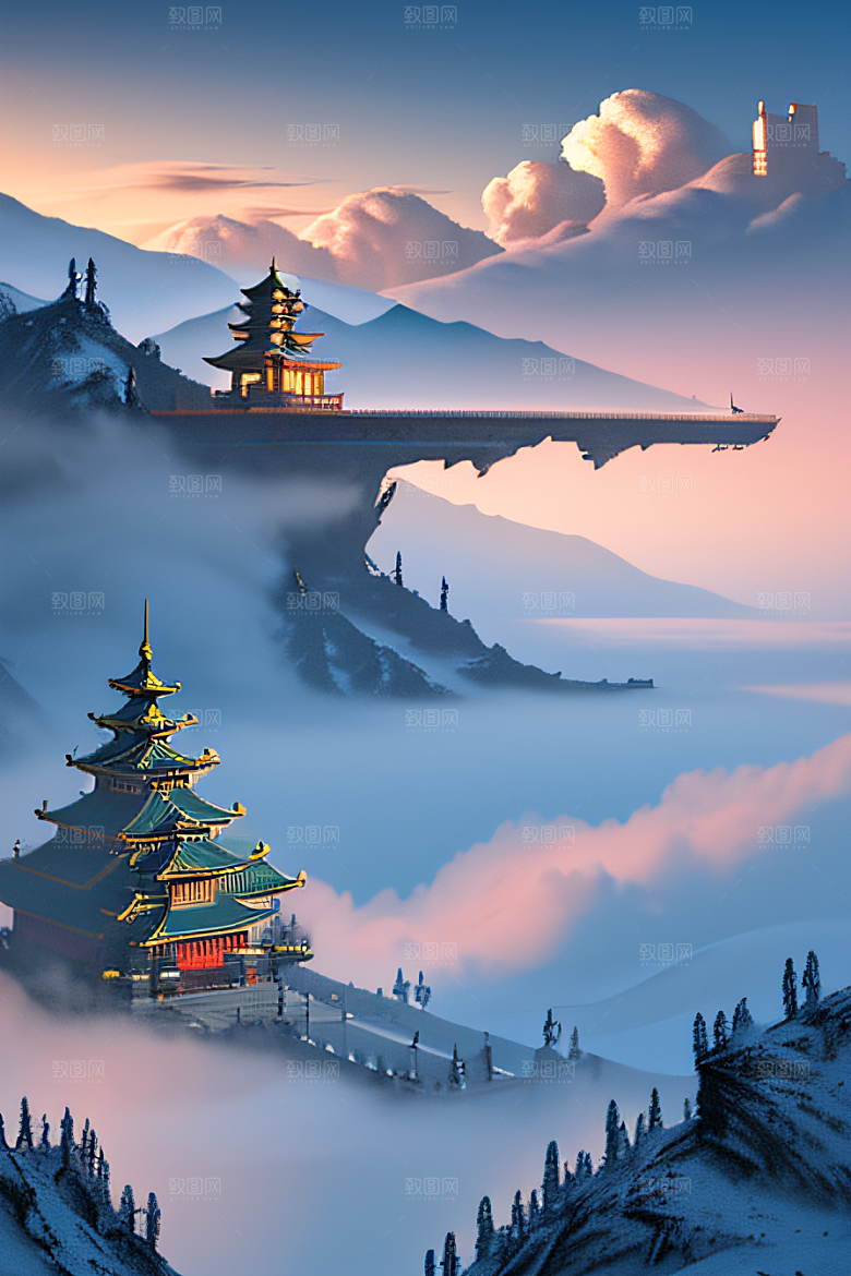 神龙翱翔白云中神话传说的超现实场景