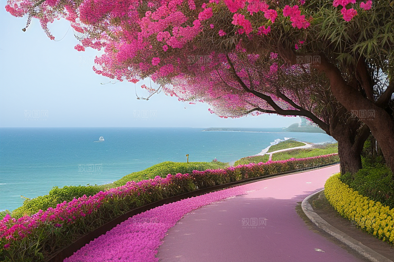 盛夏花海厦门环岛路的绚丽三角梅