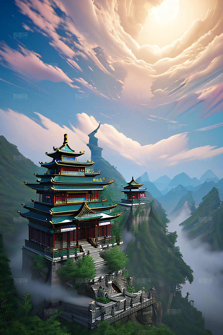 超现实画面神话传说中的梦幻之地