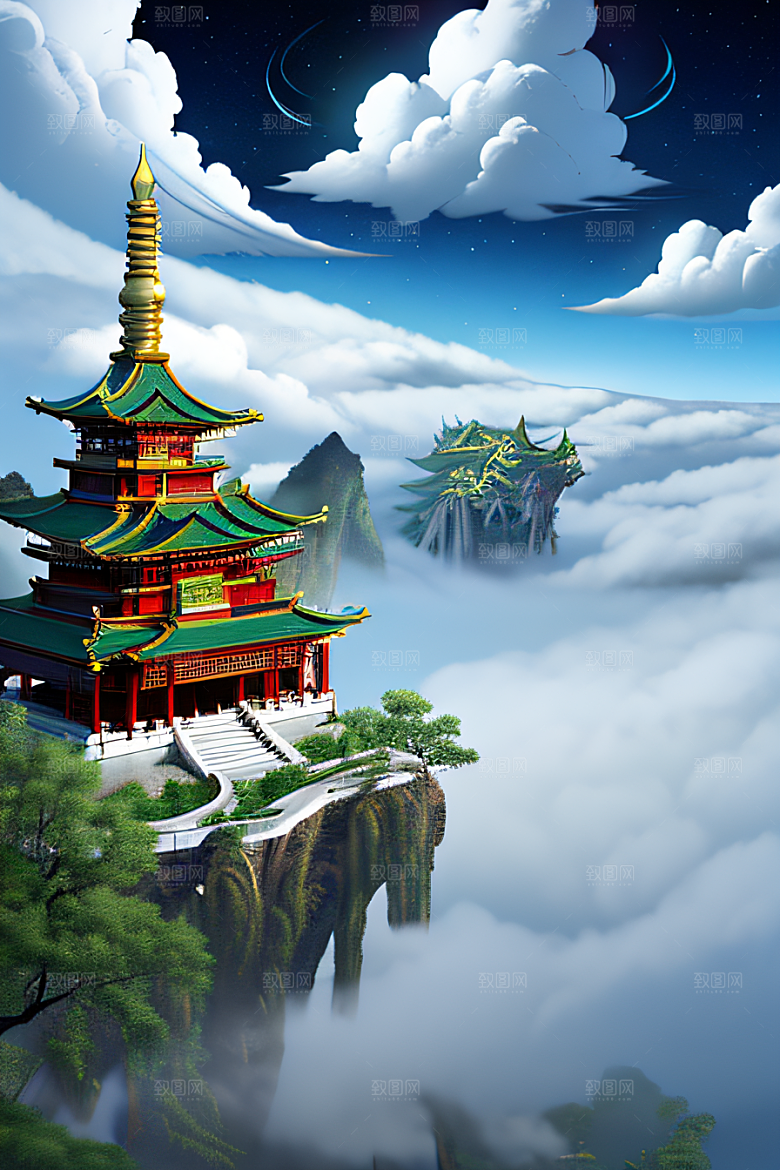 超现实画面神话传说中的梦幻之地