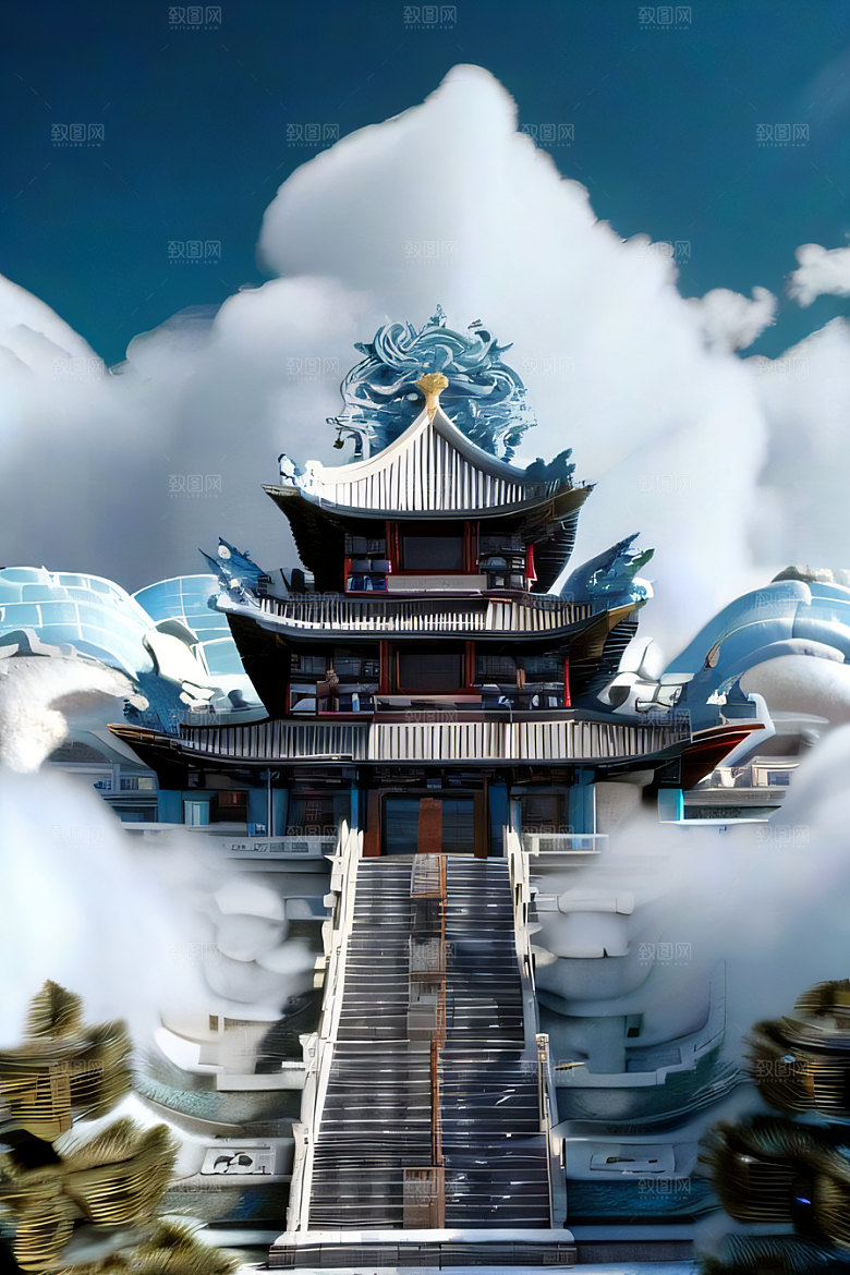 神话传说中的天宫梦幻般的画面