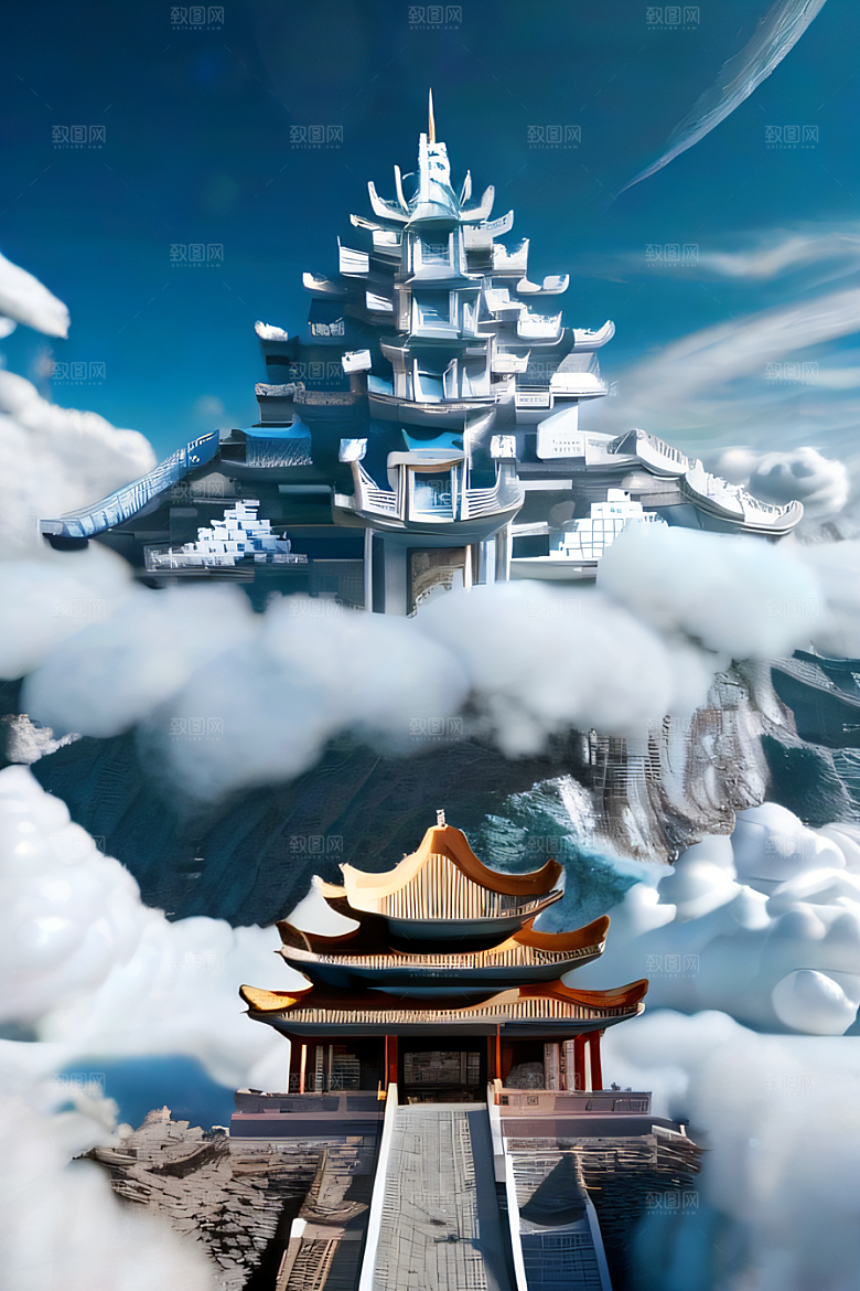 神话传说中的天宫梦幻般的画面