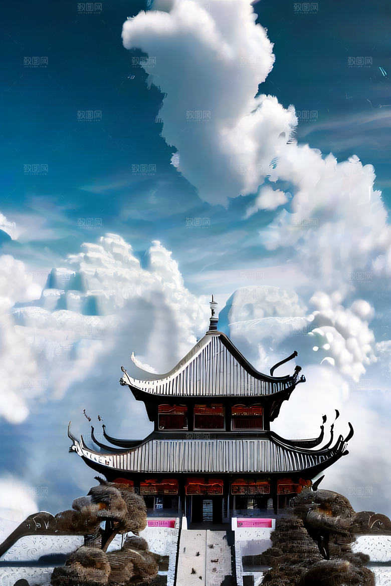 神话传说中的天宫梦幻般的画面