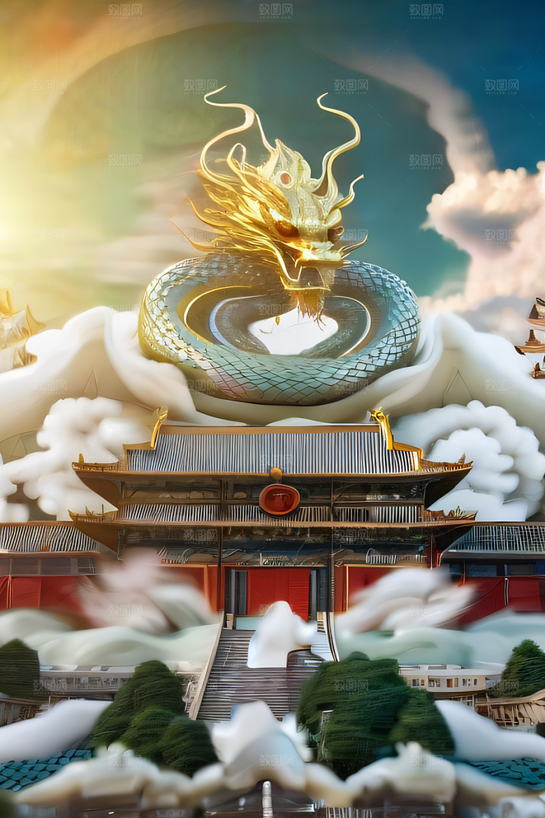神话传说中的天宫梦幻般的画面