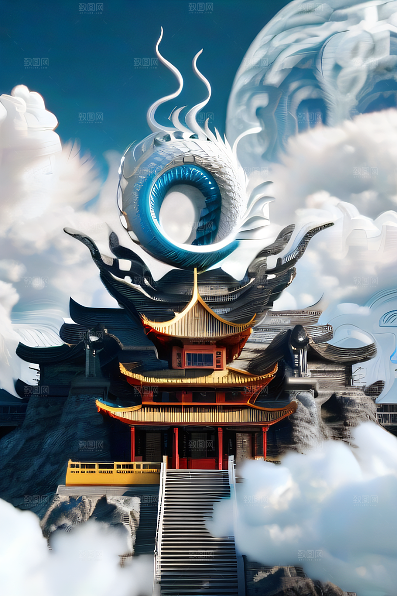 超现实的天宫神话传说中的梦幻之地