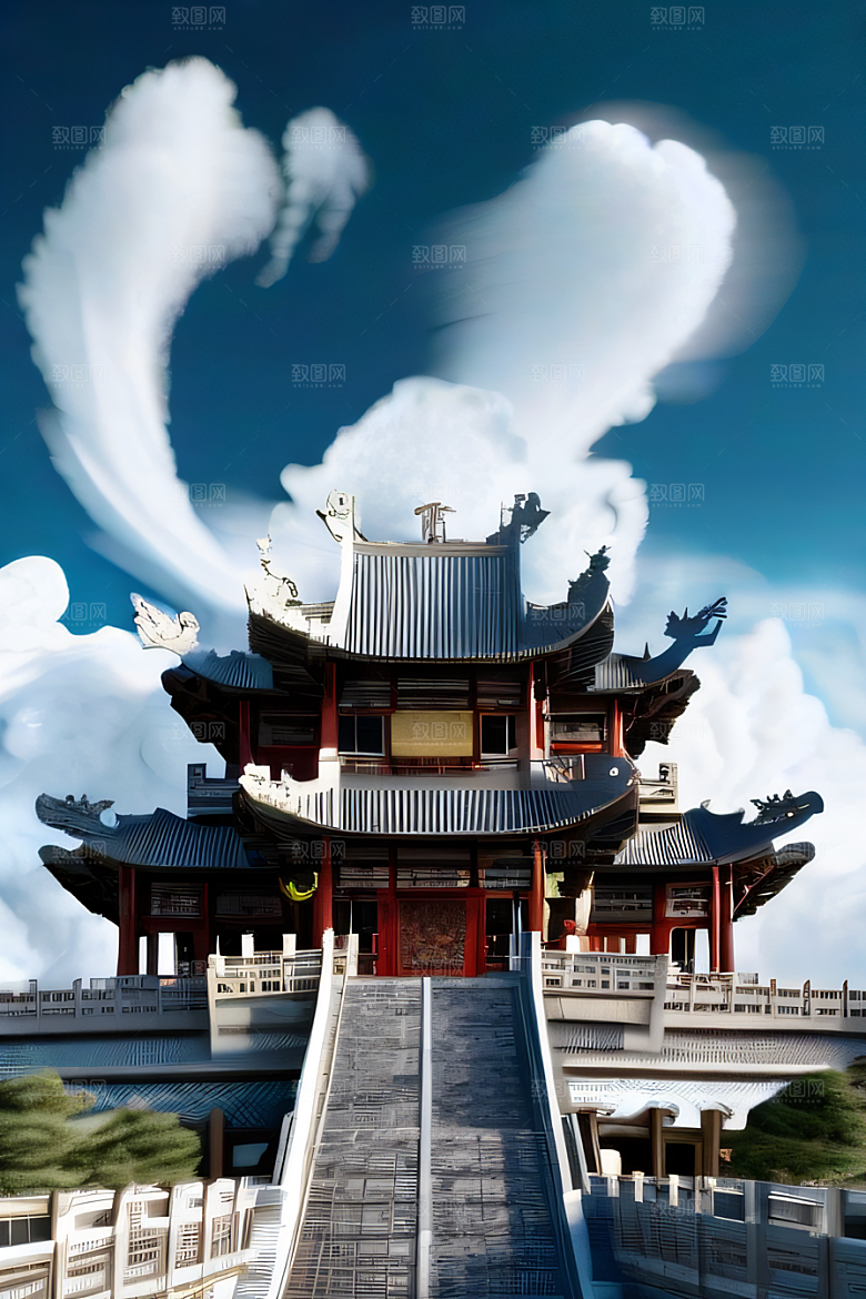 超现实的天宫神话传说中的梦幻之地