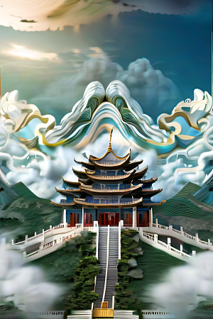 超现实的天宫神话传说中的梦幻之地
