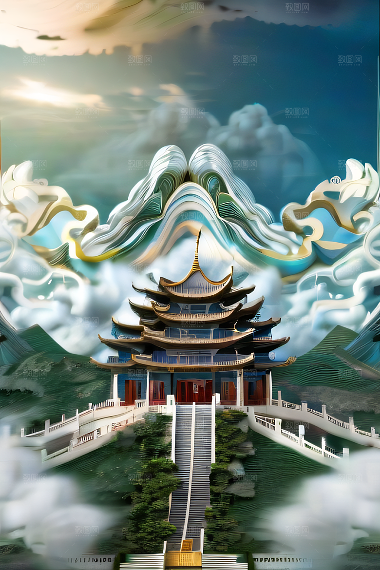 超现实的天宫神话传说中的梦幻之地