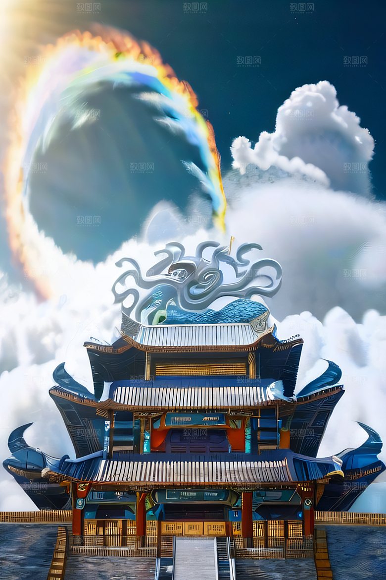 超现实的天宫神话传说中的梦幻之地