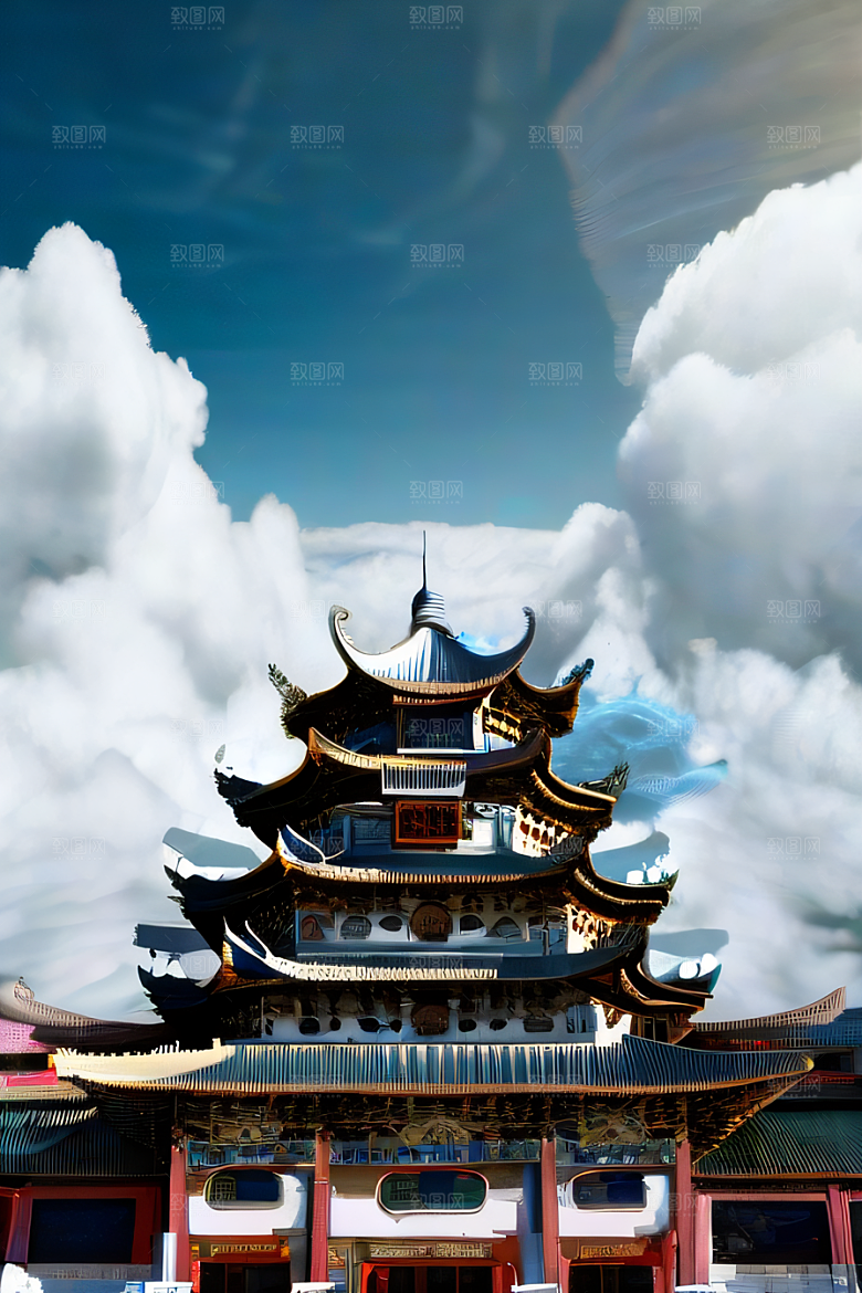 超现实的天宫神话传说中的梦幻之地