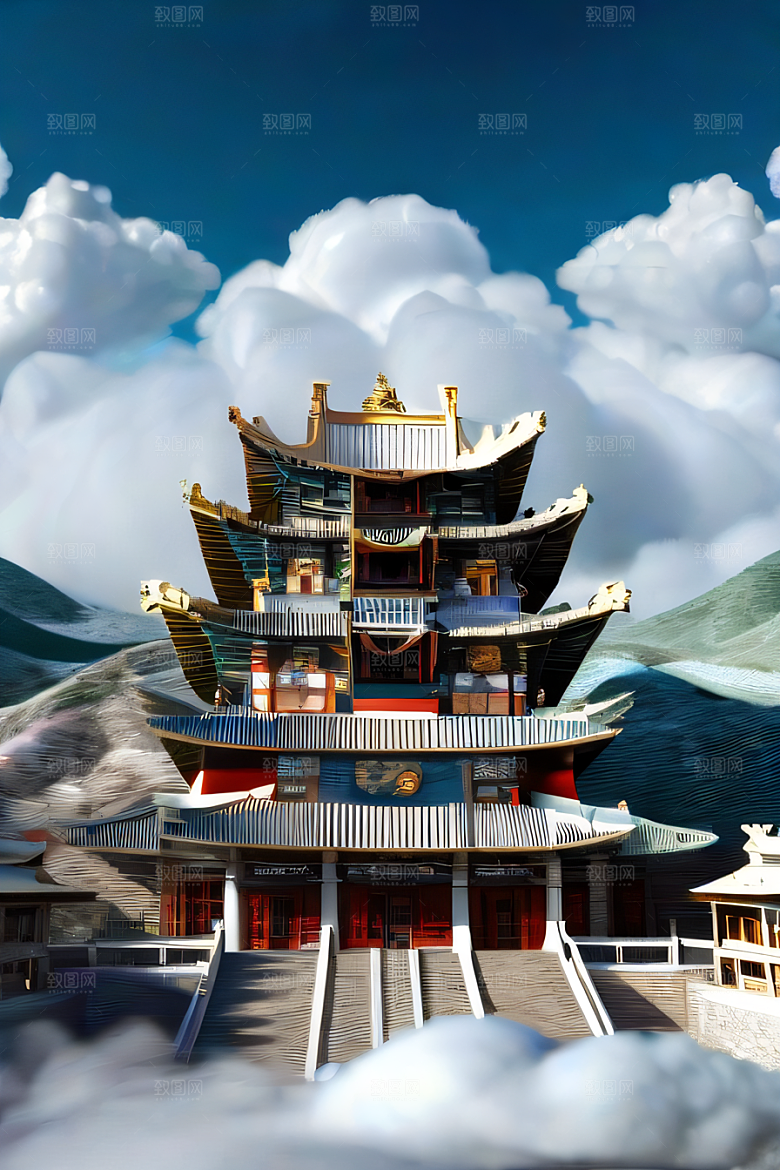 超现实的天宫神话传说中的梦幻之地