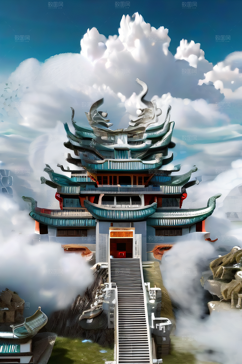 超现实的天宫神话传说中的梦幻之地