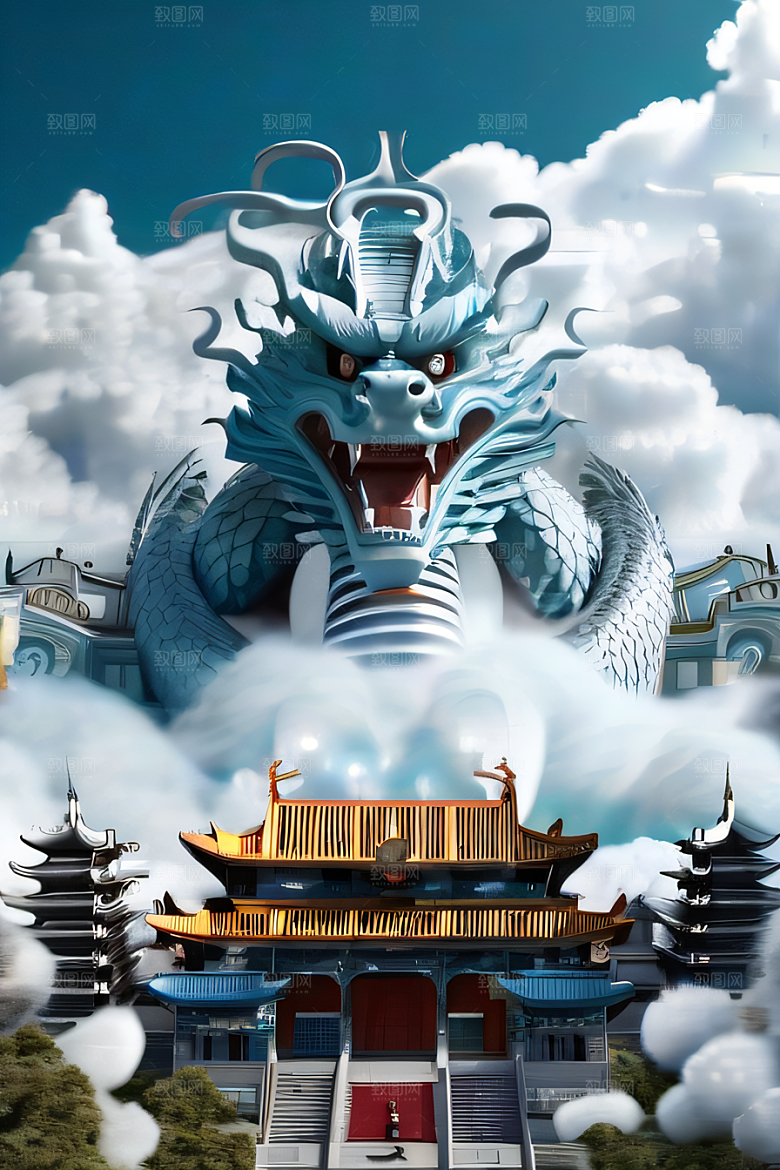 神话中的天宫超现实计算机渲染作品