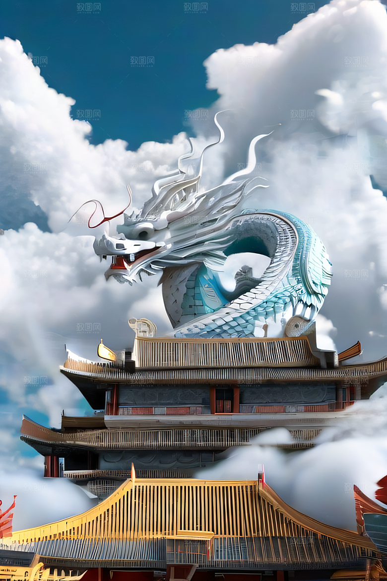 神话中的天宫超现实计算机渲染作品