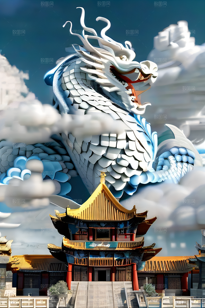 神话中的天宫超现实计算机渲染作品