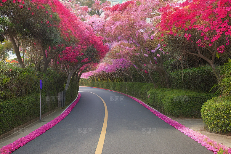 花海奇观厦门环岛路的绽放三角梅