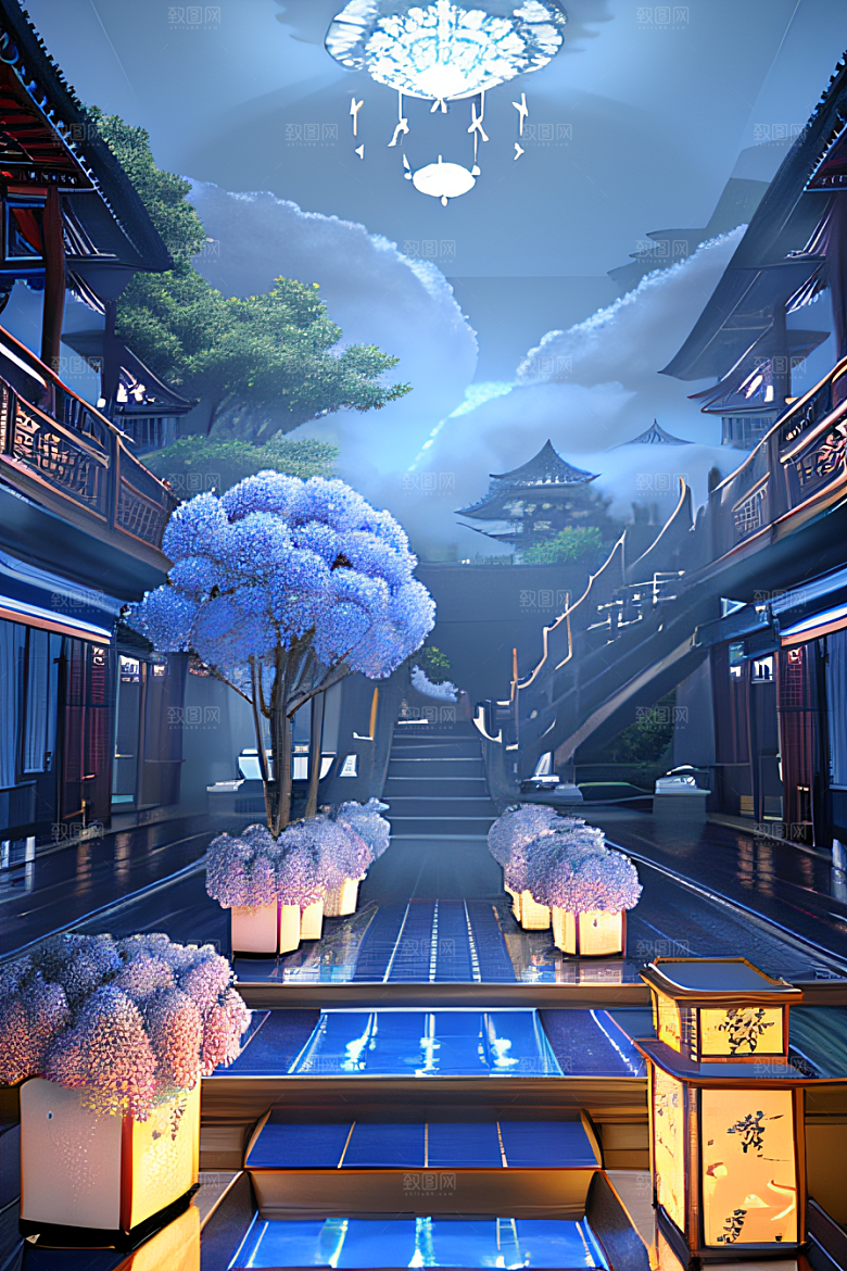 闪电下金银装饰的奇景