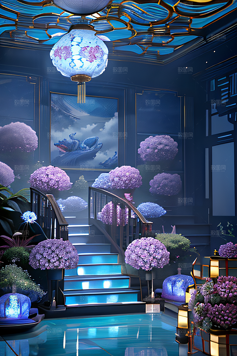 闪电下金银装饰的奇景