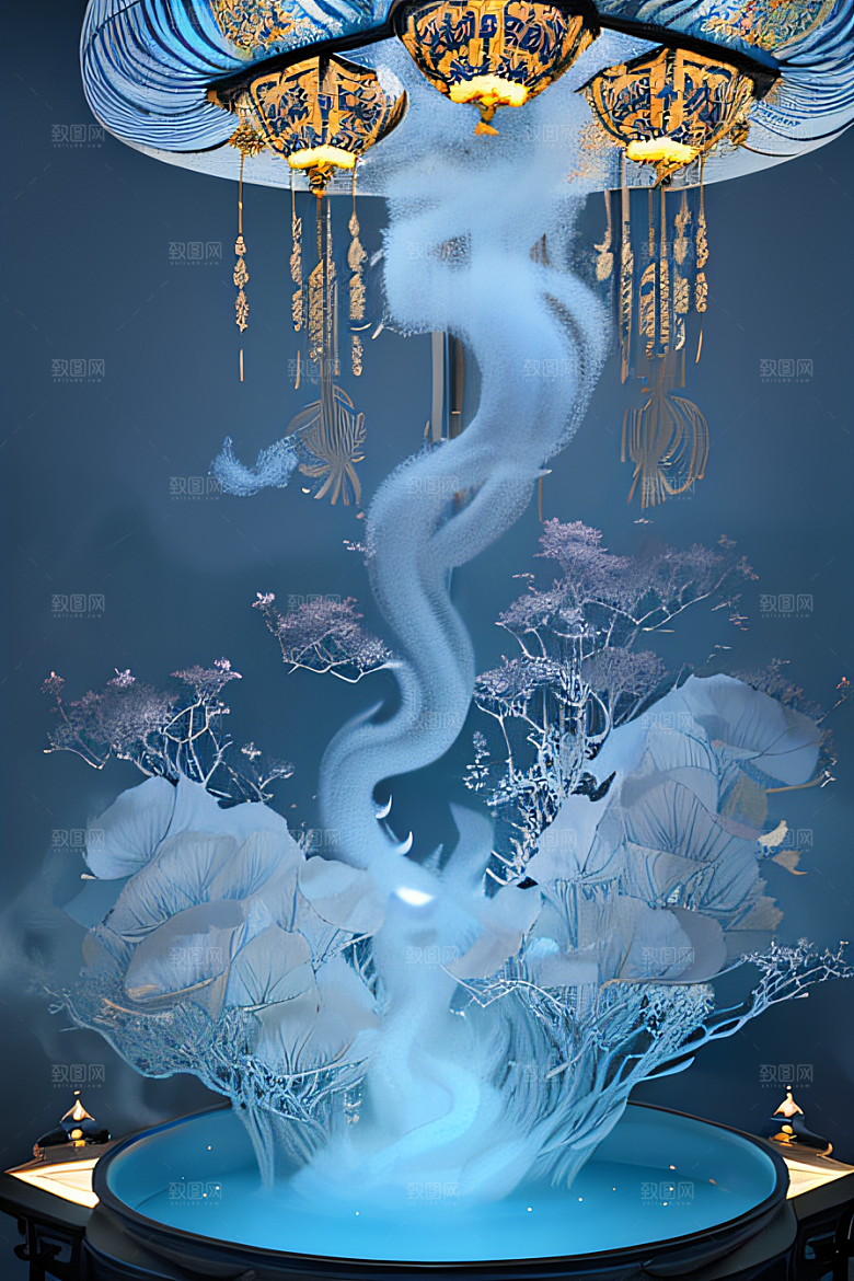 金银装饰下的水晶雕塑艺术