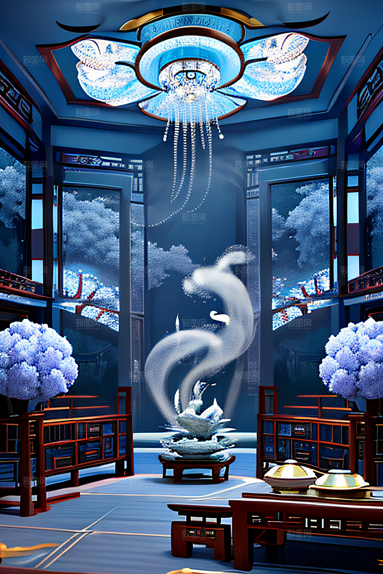 金银装饰下的水晶雕塑艺术
