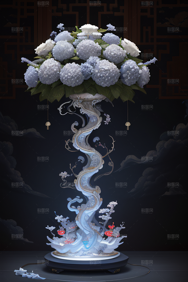 闪电与红灯笼交相辉映