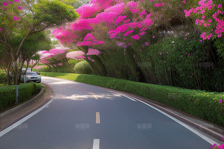 夏日仙境厦门环岛路的美丽三角梅