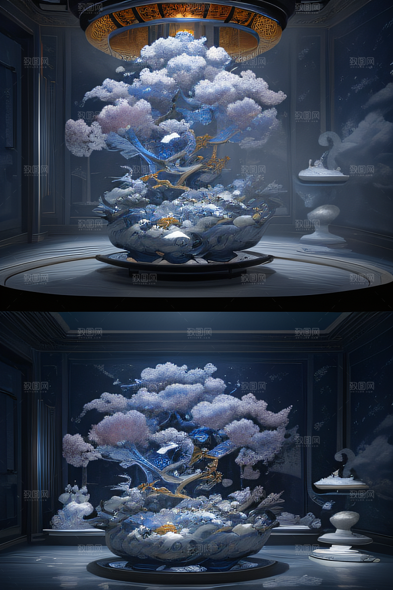 闪电与红灯笼交相辉映