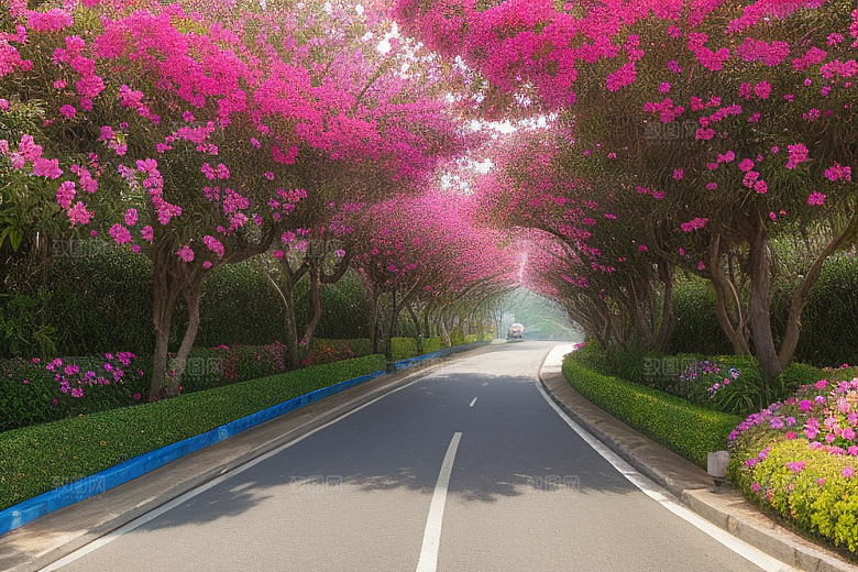 夏日仙境厦门环岛路的美丽三角梅