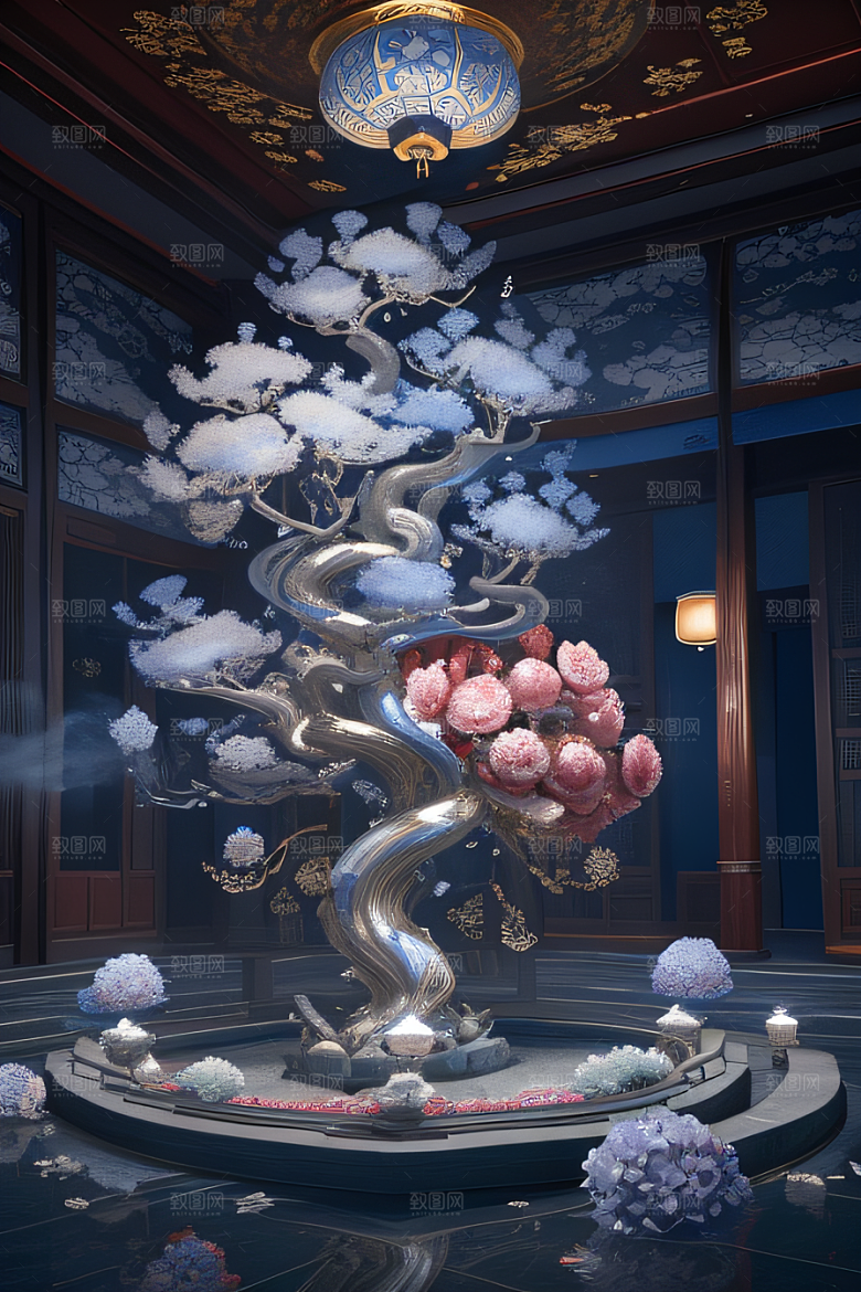 中国宫殿华丽内部的壮丽