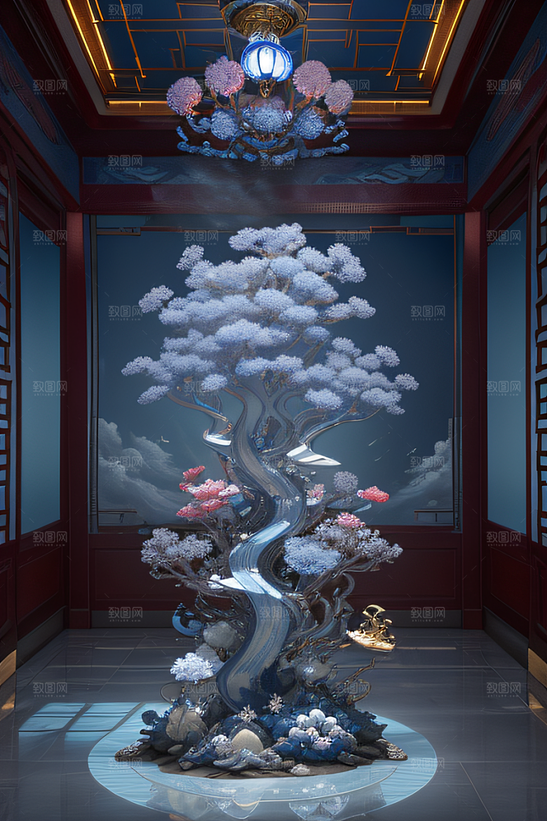 中国宫殿华丽内部的壮丽