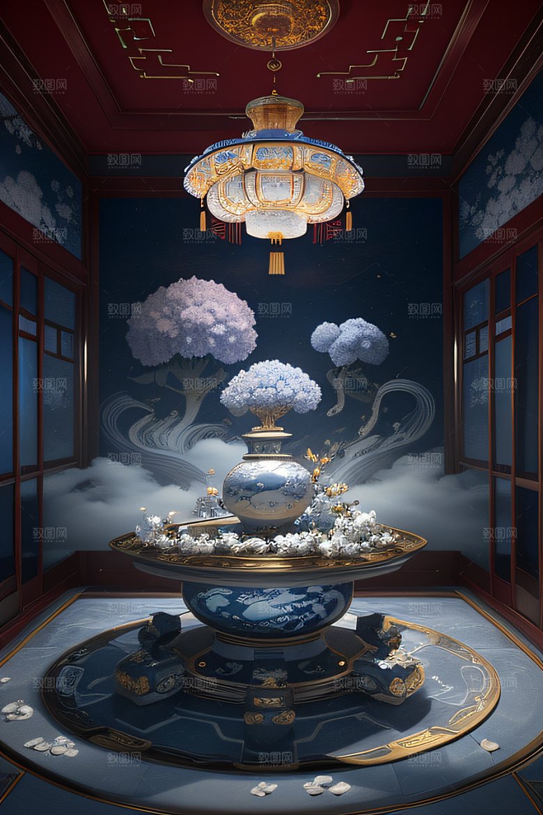 闪电下金银装饰的奇景