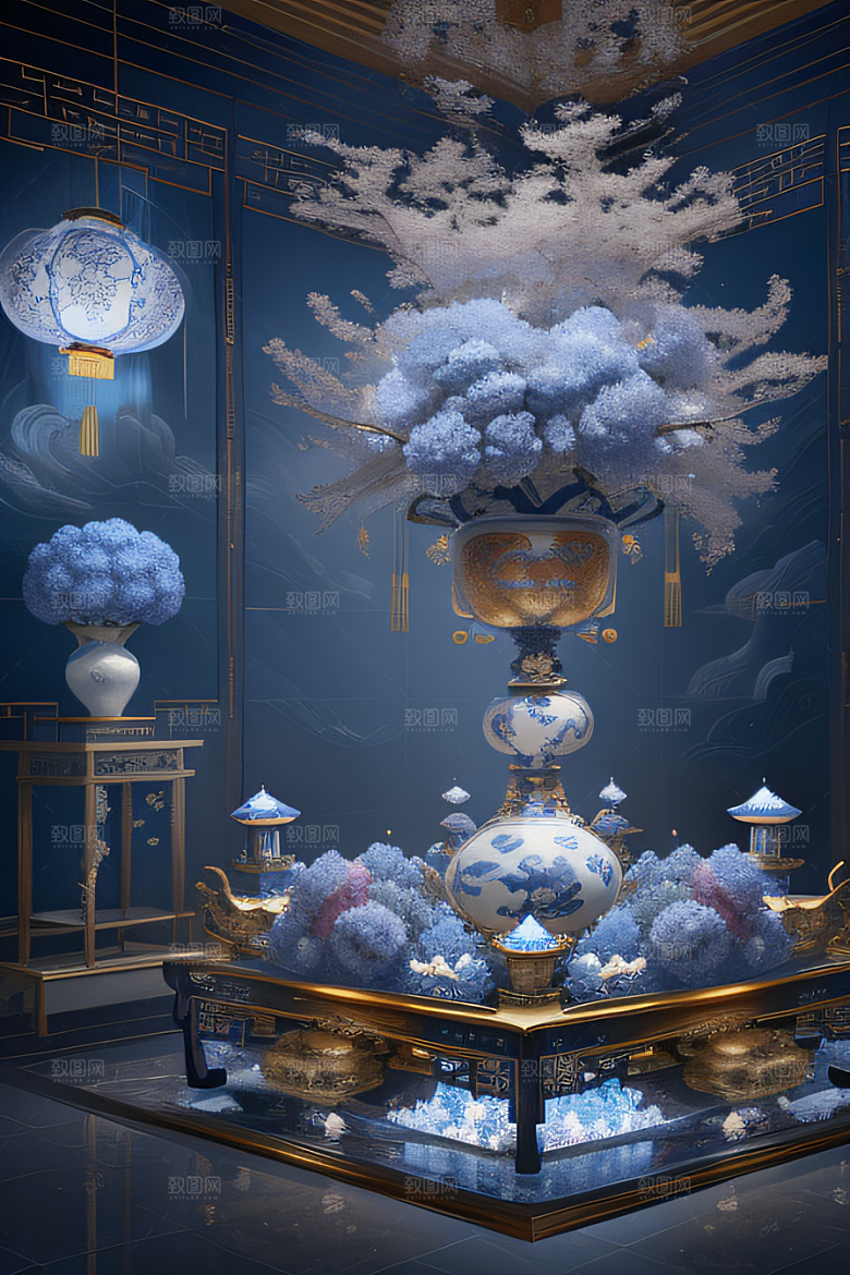 闪电下金银装饰的奇景