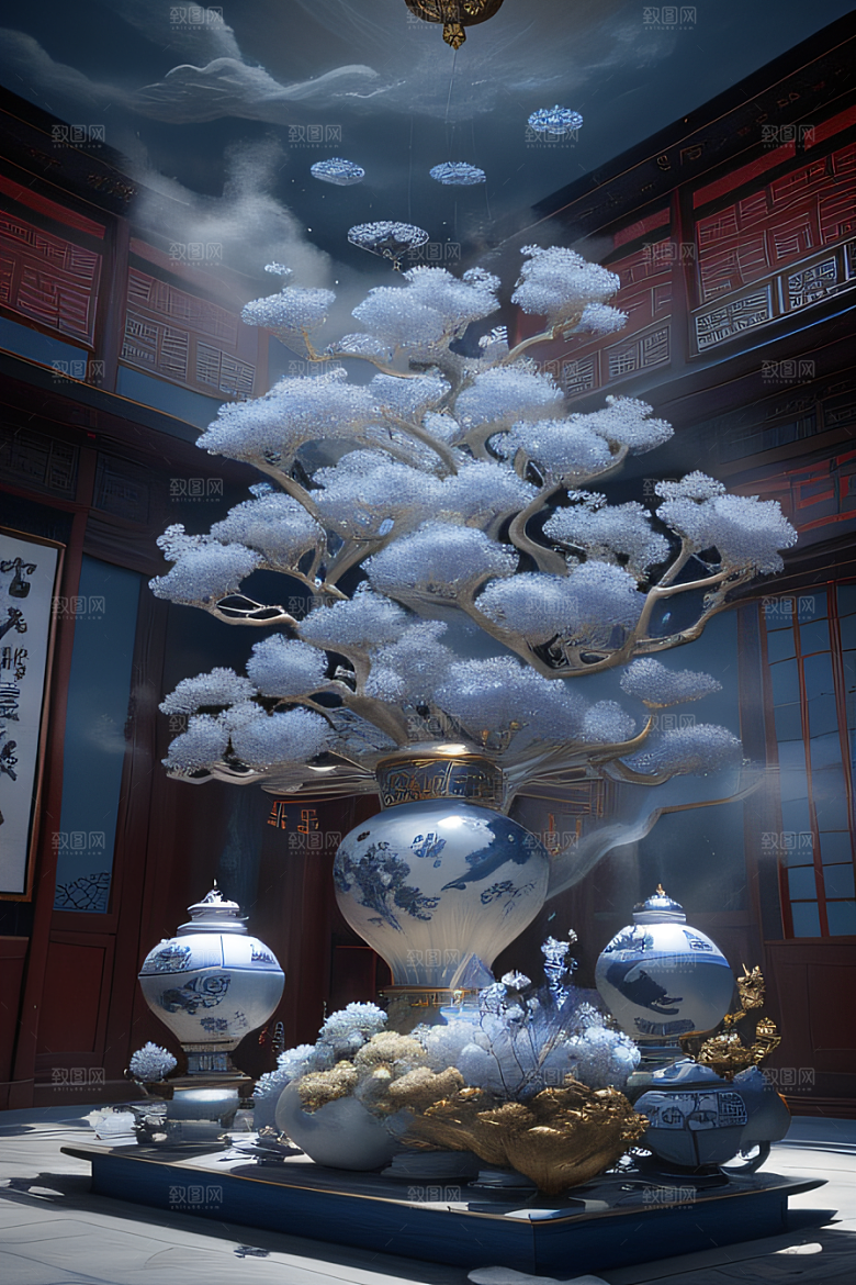闪电下金银装饰的奇景