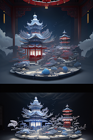 闪电下金银装饰的奇景