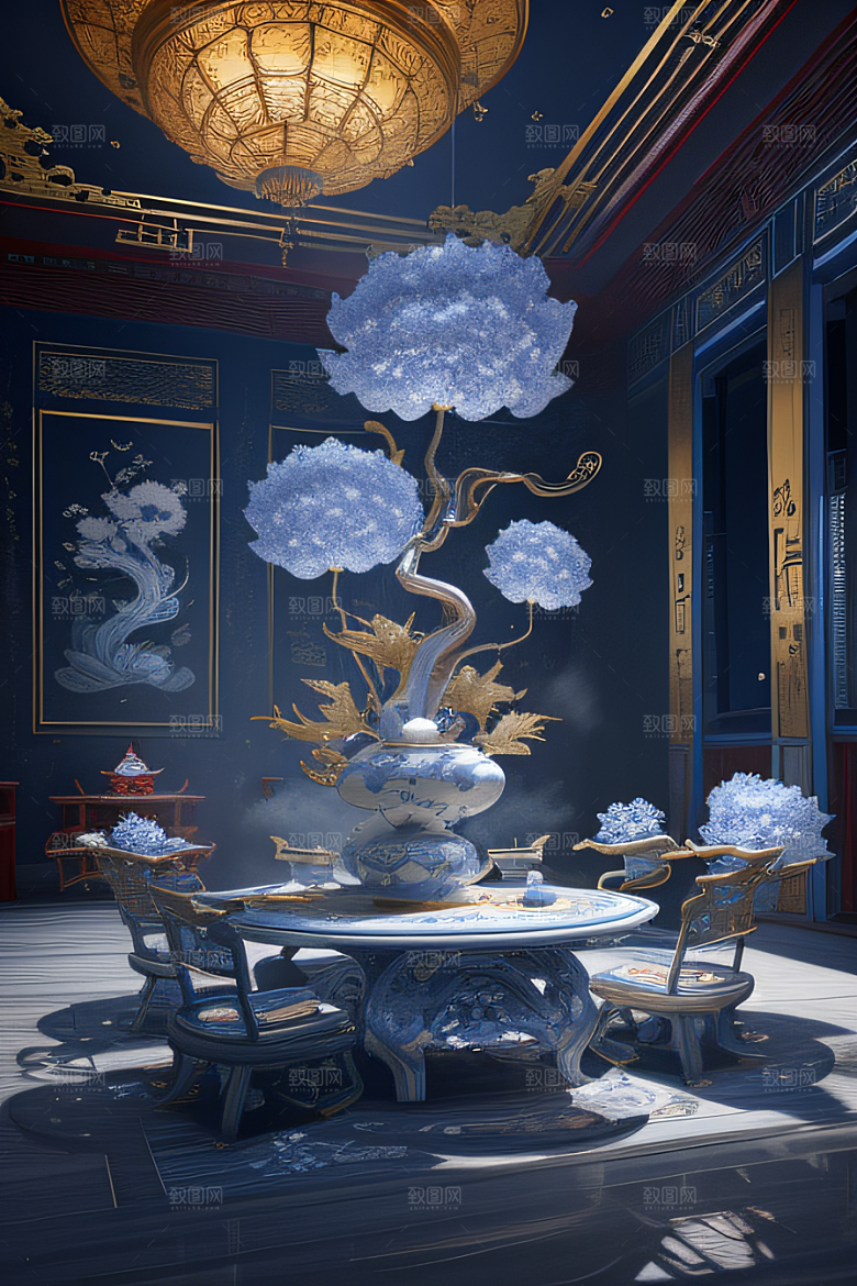 闪电下金银装饰的奇景