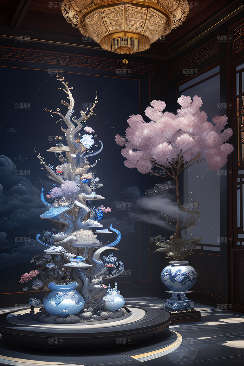 闪电下金银装饰的奇景