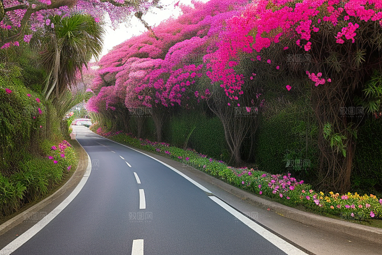 醉美花海厦门环岛路的绚烂三角梅